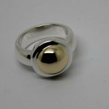 Size M Kaedesigns New Genuine Sterling Silver & 9ct Yellow Gold Half Ball Ring