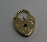 Genuine Small 11mm 9ct Yellow Gold Screw Heart Pendant Padlock