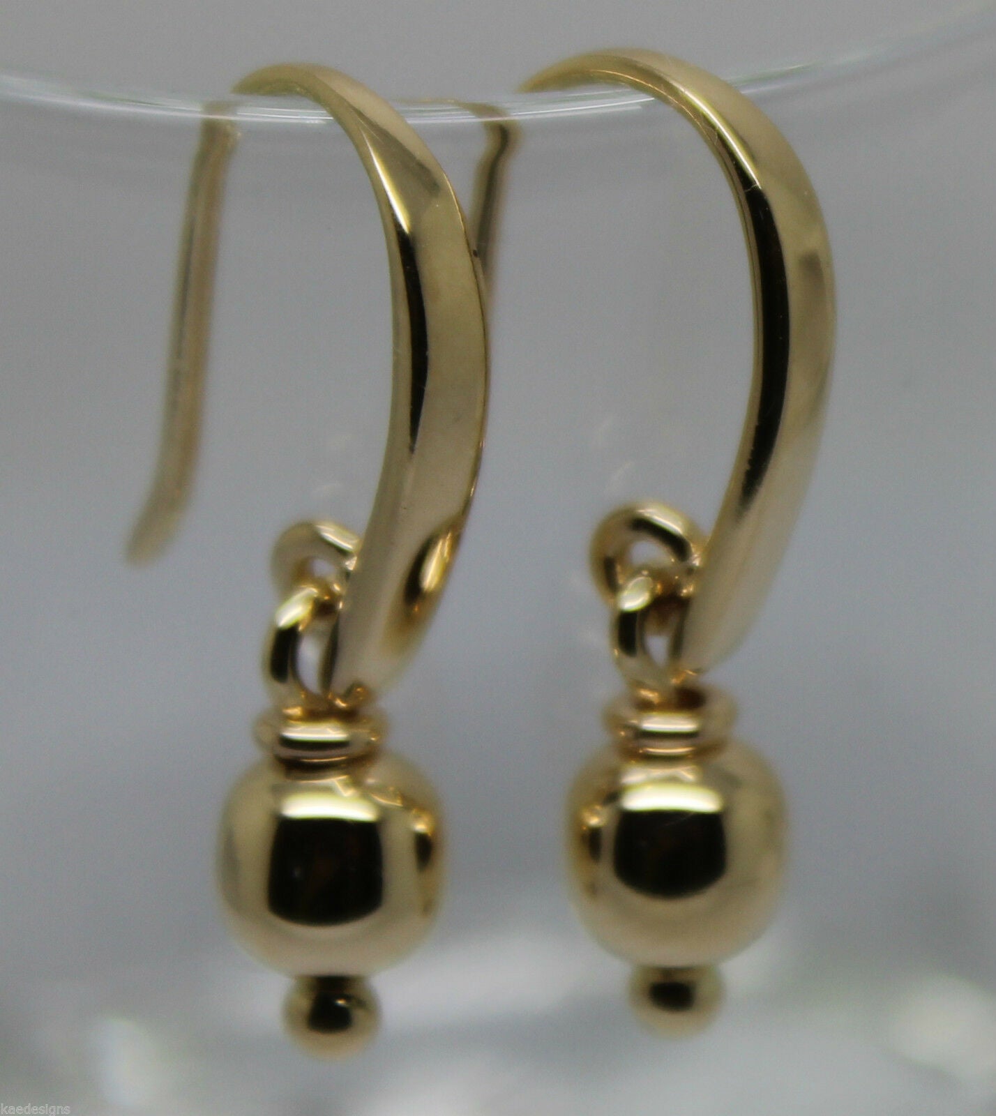 Kaedesigns, Genuine 9ct 9k Yellow Or Rose Or White Gold 6mm Ball Drop Earrings