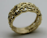Kaedesigns New 9ct 375 Wide Yellow Gold Wide Flower Filigree Ring - Choose your size
