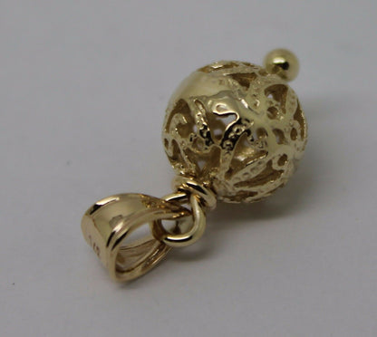 Genuine New 9ct 9K Yellow, Rose or White Gold 10mm Filigree Ball Pendant