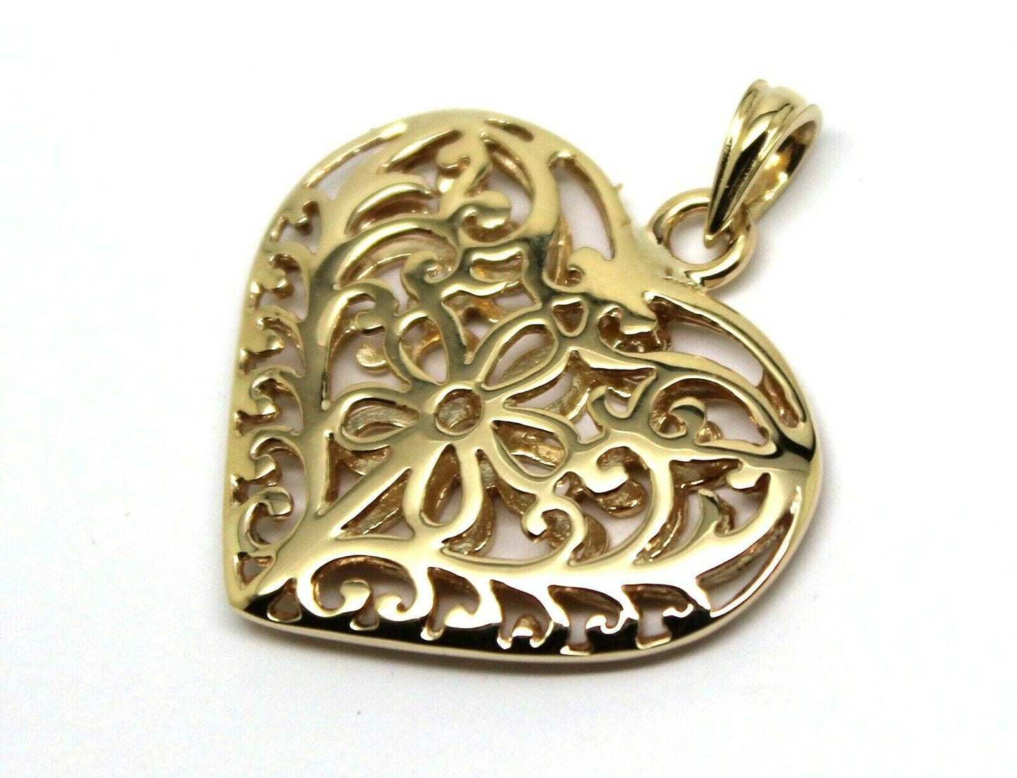 Kaedesigns Genuine 18ct Large Yellow, Rose or White Gold Filigree Double Sided Heart Pendant