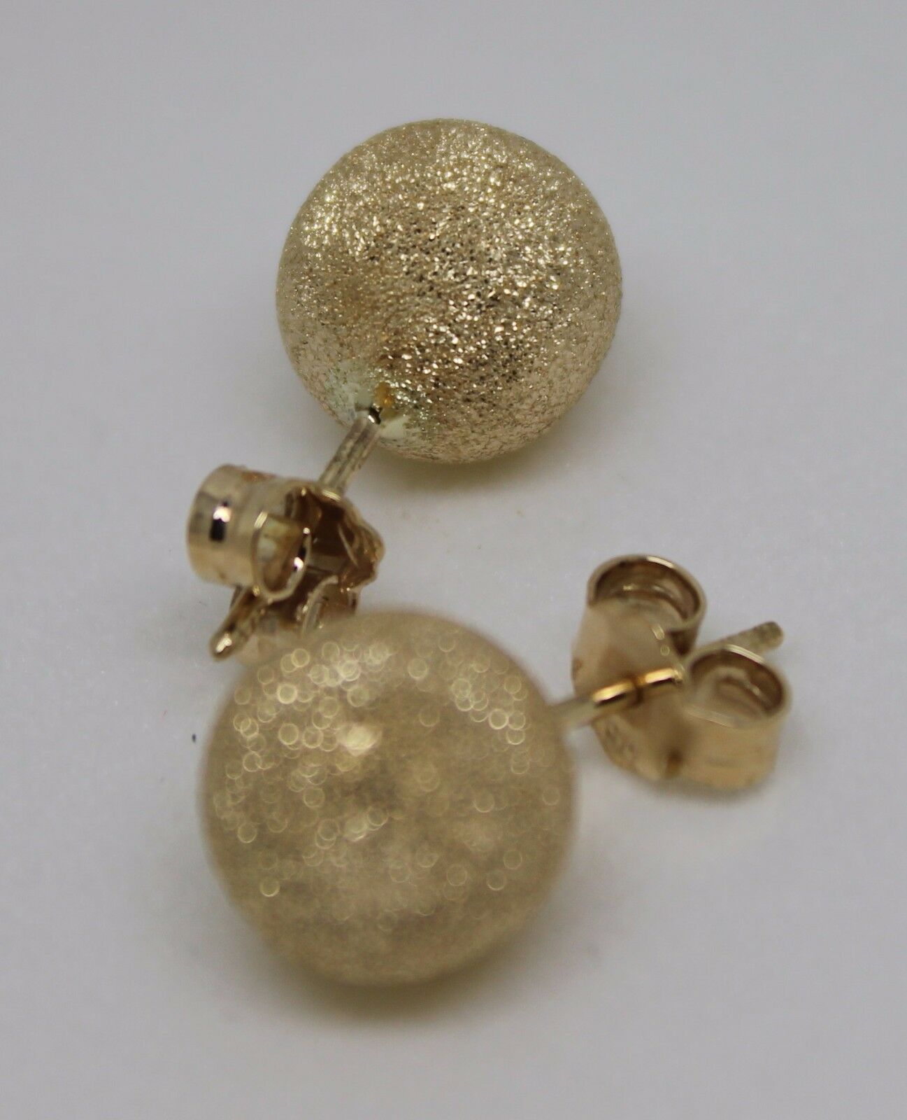 Genuine 9ct 9k Yellow, Rose or White Gold 10mm Frosted Stud Ball Earrings