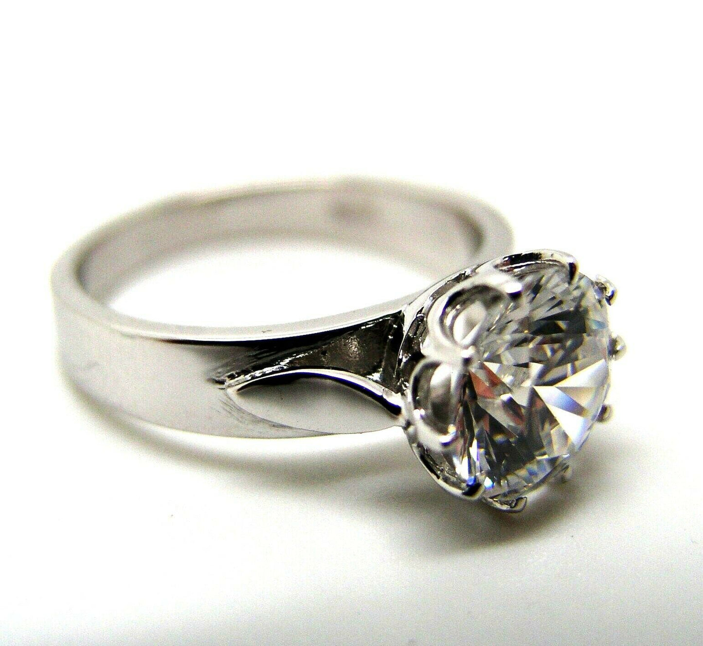 Genuine 18ct Solid White Gold 1.2ct Cubic Zirconia Round Cut Ring