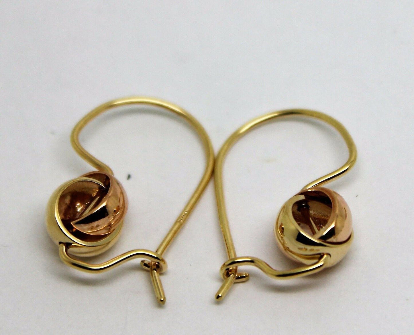 Kaedesigns New 9ct 8mm Yellow & Rose Gold Belcher Spinning Earrings