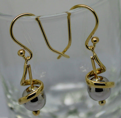 Kaedesigns New 9ct 9k Yellow & White Gold 8mm Swirl Ball Earrings