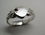 New Genuine Sterling Silver 925 Heart Signet Ring Choose Your Size And Gemstone