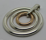 Genuine Sterling Silver 925 & 9ct Rose Gold 375 3 Circles Pendant