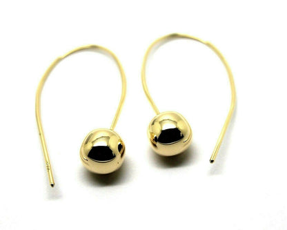 Genuine Large Hooks 9ct Yellow, Rose or White Gold 8mm Euro Ball Drop Earrings