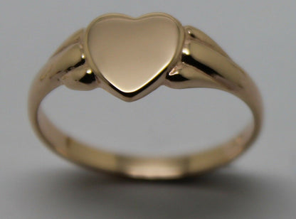 Size N Genuine New Childs Solid 9ct 375 Yellow, Rose & White Gold Heart Signet Ring 324