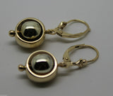 Genuine 9k 9ct White & Yellow Gold Spinning Belcher Ball Continental Hooks Drop Earrings