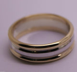 Genuine Full Solid 9ct White & Rose Gold Heavy Band Ring Size X