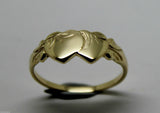 Size Q1/2 Solid 9ct Yellow Gold Double Heart Signet Ring