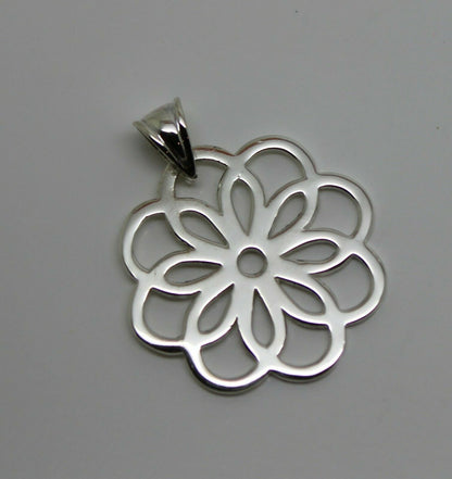 Kaedesigns Genuine Sterling Silver 925 Flower Large Pendant