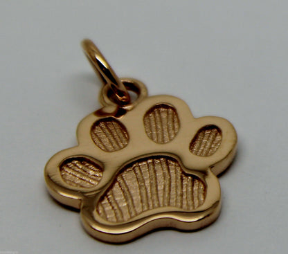 Small 9ct Yellow or Rose or White Gold Dog Animal PAW Pendant or Charm Shield