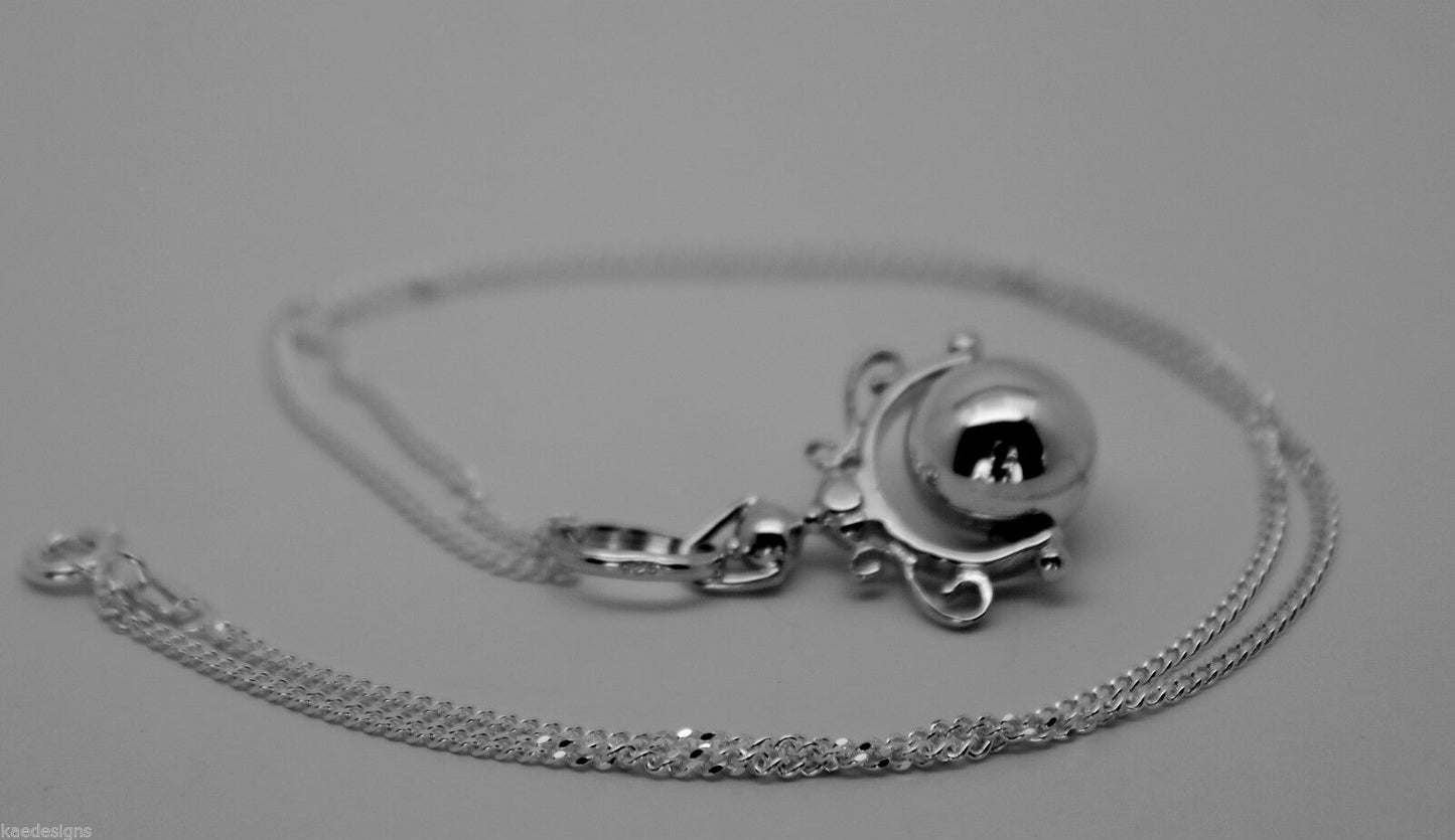 Kaedesign, Sterling Silver Chain Belcher 45cm Necklace & Ball Spinner Pendant