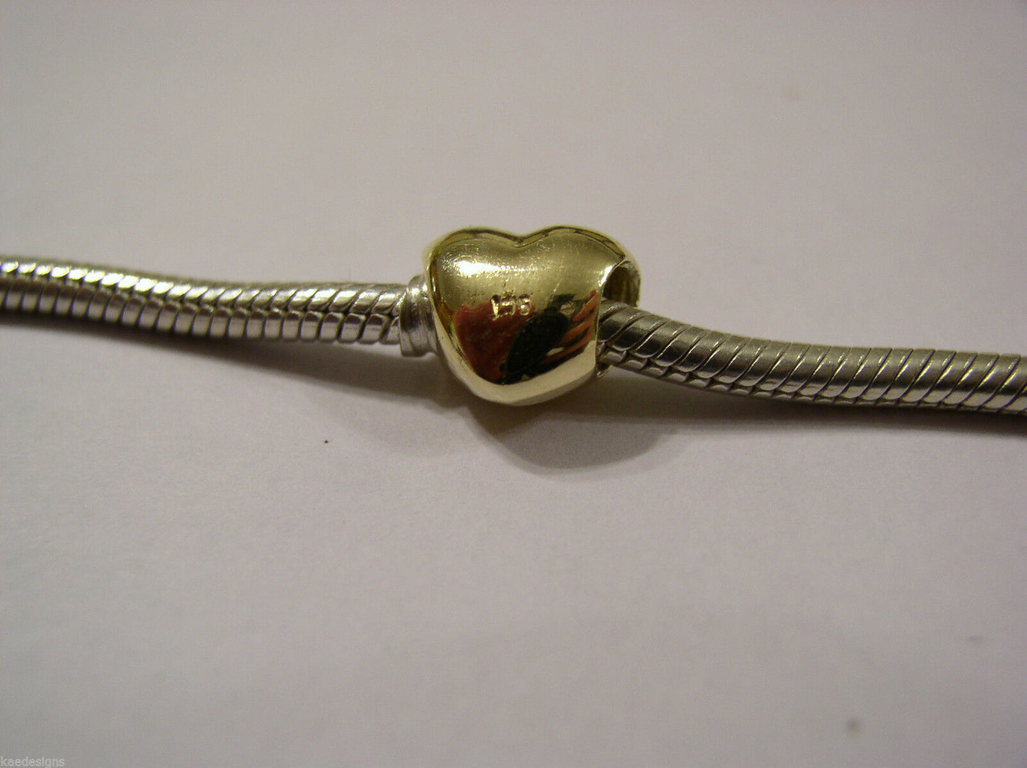 Kaedesigns, Genuine 9ct Yellow Or Rose Or White Gold Or Silver Heart Bead Charm