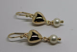 Kaedesigns, New 9ct 9k Yellow Gold Or White Gold Or Rose Gold Heart Pearl Earrings