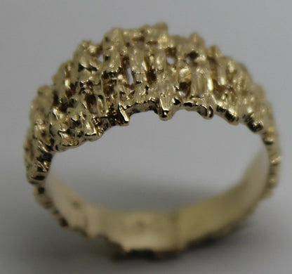 Size 10, T1/2  Genuine 10ct 10K Full Solid Yellow, Rose or White Gold Nugget Ring 12mm Wide 267