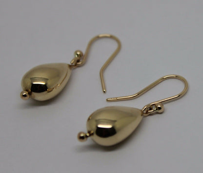 Genuine 9ct 9kt Solid Yellow, Rose or White Gold Tear Drop Teardrop Hook Earrings