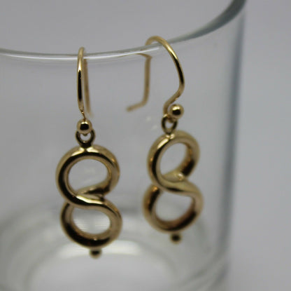 Genuine New 9ct Yellow, Rose or White Gold Swirl Drop Hook Earrings