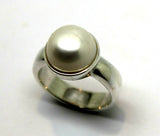 Size S Solid Sterling Silver & Freshwater Pearl Half Ball Ring *Free Post
