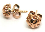 New 9ct Yellow, Rose or White Gold 8mm Filigree Stud Half Ball Earring
