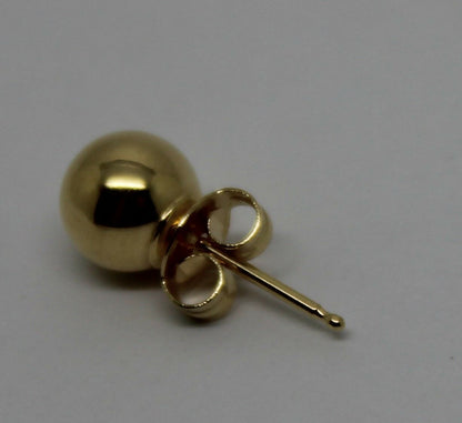 Genuine 18ct Yellow Gold One Only 6mm Stud Ball Earring