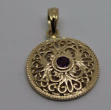 Kaedesigns, 9ct Yellow Gold or White Gold or Rose Gold filigree Amethyst Pendant