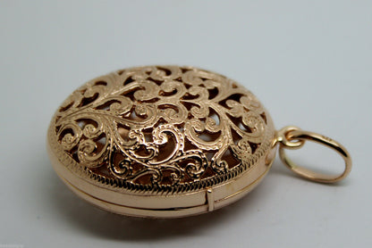 Kaedesigns, New Genuine Heavy 9kt 9ct Rose Gold Filigree Oval Pendant Locket