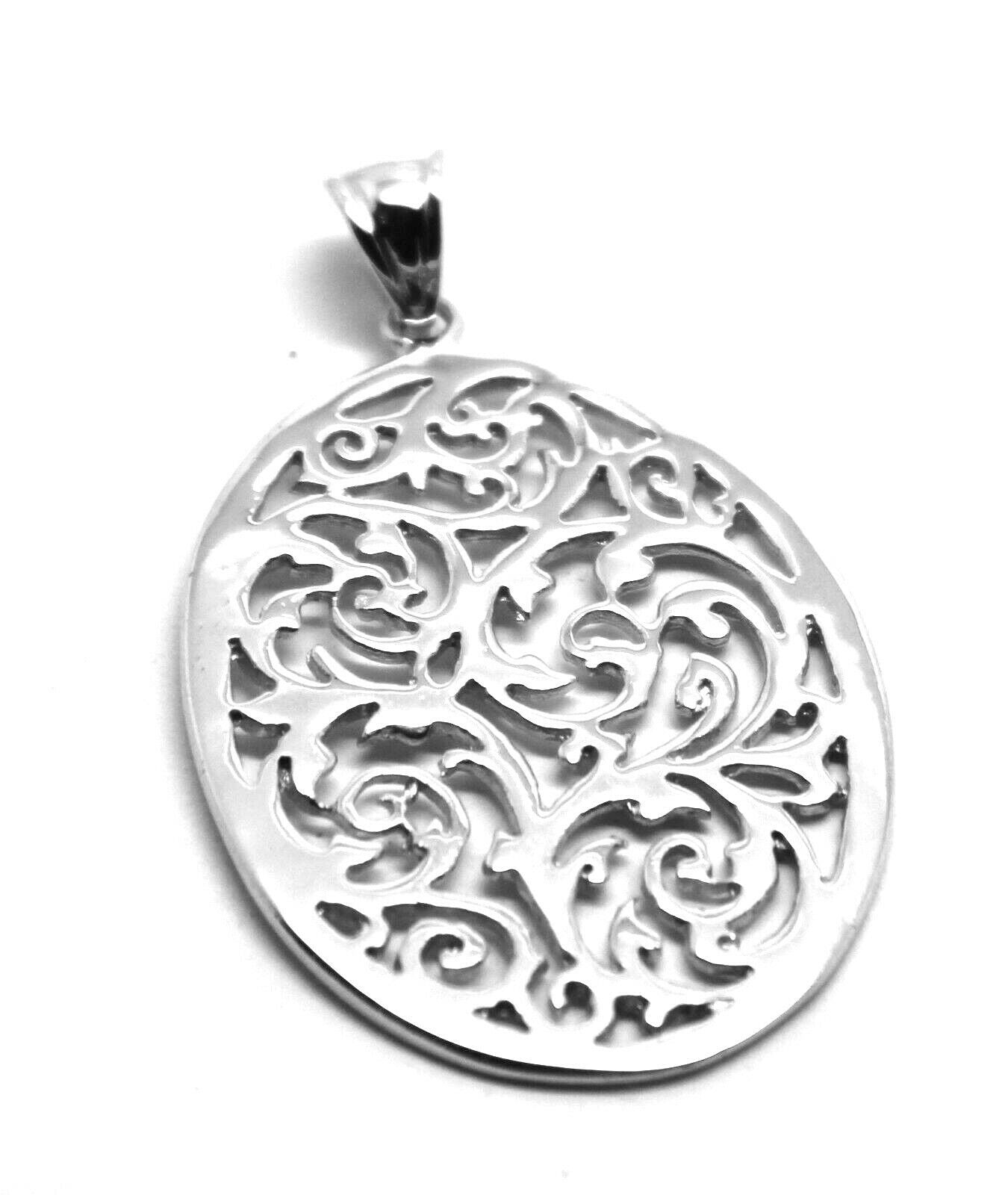 Heavy Solid 9ct Yellow, Rose or White Gold Large Oval Filigree Pendant