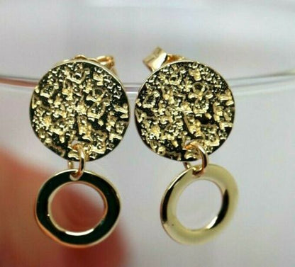 New 9ct Yellow, Rose or White Gold Stud Disc Earrings Round Earrings