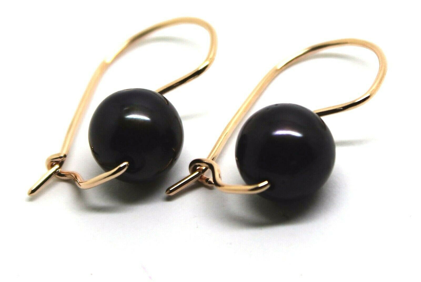 Genuine New 9ct 9kt Yellow, Rose or White Gold 10mm Black Pearl Hook Earrings