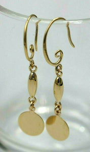 Genuine 9ct Yellow, Rose or White Gold Earrings Disc Drop Hook Earrings
