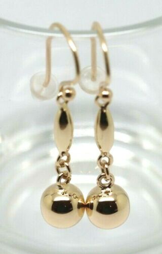 Kaedesigns, 9ct 9kt Yellow Or White Or Rose Gold 8mm Ball Long Drop Earrings