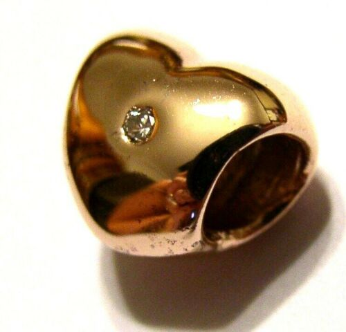 Kaedesigns, New Genuine 9ct Yellow, Rose or White Gold Si Diamond Heart Bead For Charm Bracelet