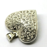Sterling Silver Heavy Large Filigree Heart Pendant *Free Express Post In Oz