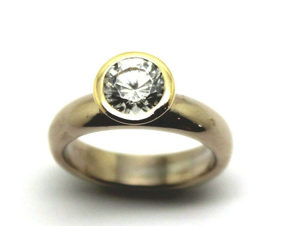 Genuine Cubic Zirconia 9ct 375 Solid White & Yellow Gold Engagement Ring 373