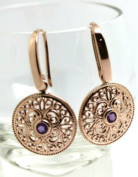 Kaedesigns New 9ct 9k Yellow, Rose or White Gold Amethyst Filigree Earrings