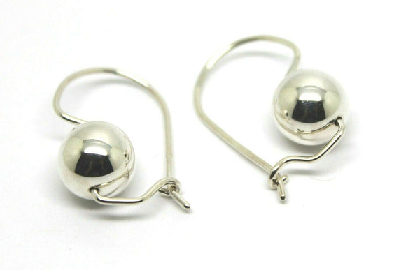 Genuine Sterling Silver 10mm Wide Ball Hook Earrings