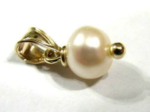 Genuine 9k  9ct Solid Yellow, Rose or White Gold White 7mm Ball Pearl Pendant Charm