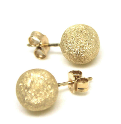 Genuine 9ct 9k Yellow, Rose or White Gold 10mm Frosted Stud Ball Earrings