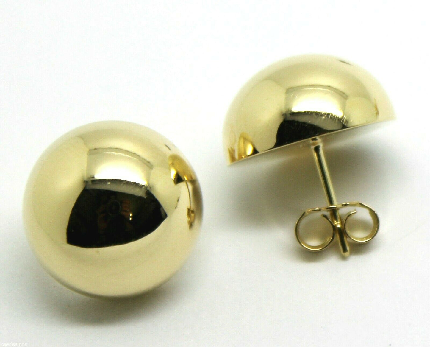 Kaedesigns, 9ct 9k Yellow Or White Or Rose Gold 375 16mm Half Ball Stud Earrings