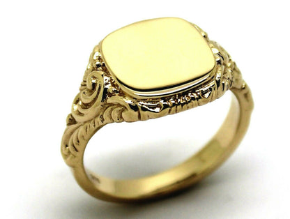 Kaedesigns Solid Genuine New 9ct Yellow Gold Square Engraved Signet Ring 335