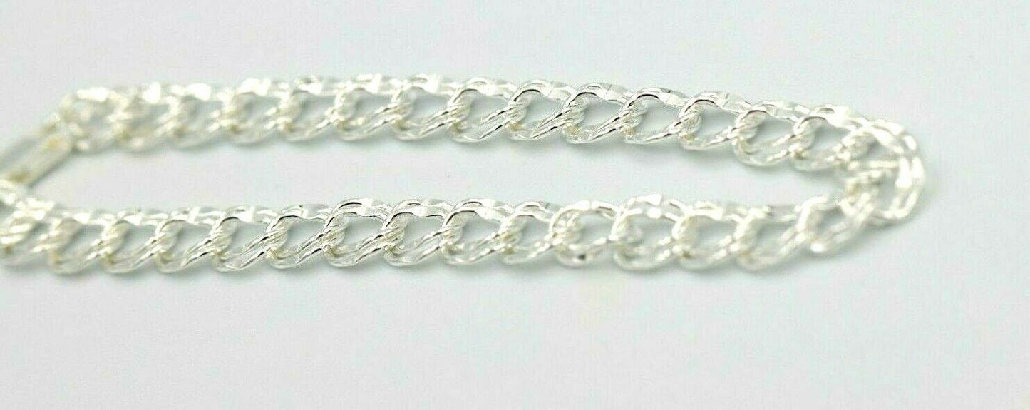 Sterling Silver 925 Double Cable Draped Charm bracelet 19cm long