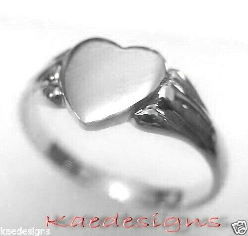 Kaedesigns, Genuine 925 New Childs Solid Sterling Silver Heart Signet Ring 324