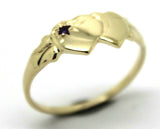 9ct Yellow Gold 375 Amethyst (Birthstone Of February) Double Heart Signet Ring