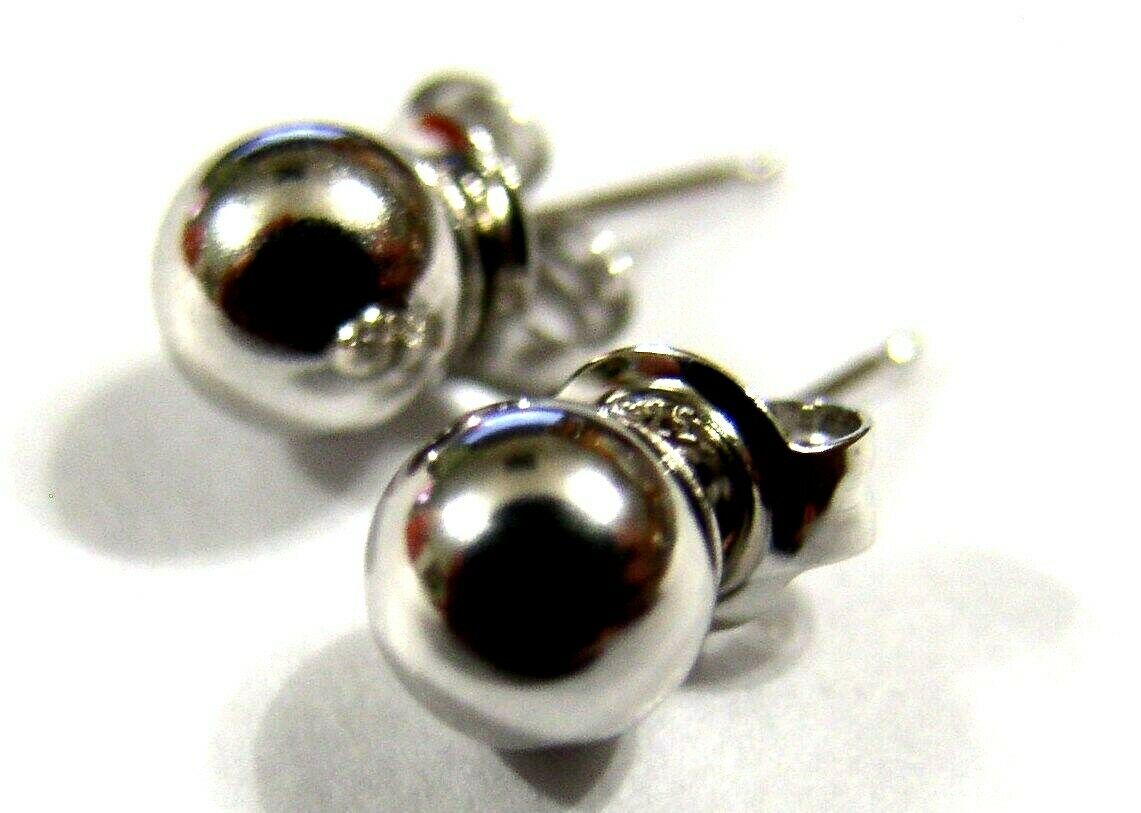 Genuine 14ct White Gold 6mm Stud Ball Earrings With Butterfly Backs