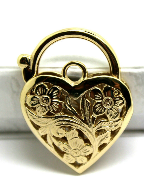 Genuine 9ct Yellow Gold or White Gold or Rose Gold Heavy Large Heart Locket Padlock