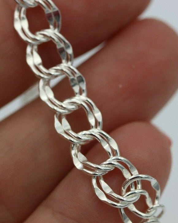 Sterling Silver 925 Double Cable Draped Charm bracelet 19cm long Free post